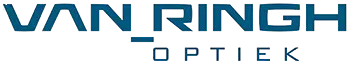 Logo van Van Ringh Optiek met blauwe letters op transparante achtergrond